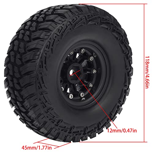 Dkky 4Pcs 1.9 Inch Rc Crawler Car Wheel & Tire Set Od 118Mm Nylon Plastic Tire Wheels W/ 12Mm Combiner Accessory For Trx4 1/10 Rc Rock Crawler Axial Scx10 Scx10 Ii 90046 4Wd D90 Rc Car Parts #TOP3
