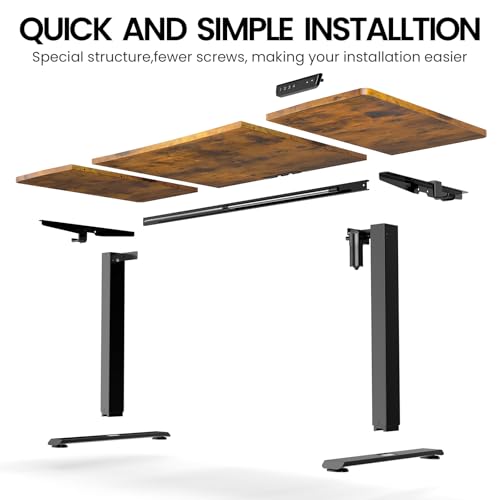Veken 63 x 28 Inch Electric Standing Desk with Adjustable Height, Sit to Stand Computer Table for Study, Work or Gaming, Home Office Desk Brown by Veken - Image 7