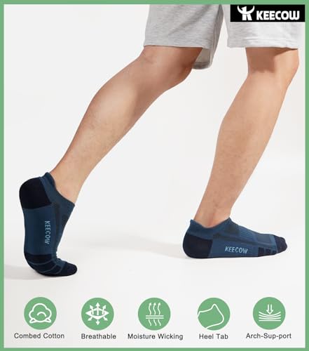 KEECOW Ankle Athletic Running Cushioned Socks for Men & Women No Show Low Cut Sports Cotton Tab Socks 6 Pairs2
