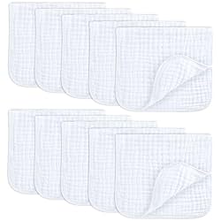 10 white burp cloths for newborn