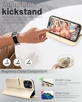 OCASE für iPhone 16 Pro Max Hülle Premium PU Leder, Golden – Ansicht 4