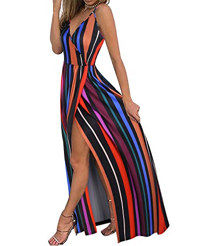 Image of II ININ Women's 2024 Summer Beach Wedding Guest Dresses V Neck Spaghetti Strap Hawaiian Vacation Long Maxi Dress
