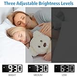 Sarsumir Digital Alarm Clock Mains Powered Electric Battery Alarm Clocks Bedside for bedrooms Office, LED Kids Alarm Clock with Time Date Temperature Snooze Brightness Adjustable, White Display - Image 6