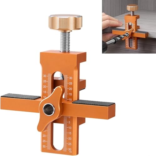 2-in-1 Cabinet Door Mounting Jig, Cabinet Door Installation Positioner, Aluminum Alloy Cabinet Door Positioning Tool, Adjustable Length Quick Cabinet Door Jig Fixture (A)