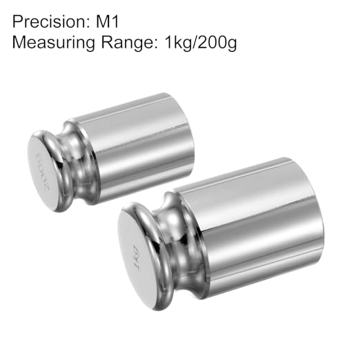 sourcing map 2pcs Calibration Weight Set 200g 1kg M1 Precision Chrome Plated Steel for Digital Balance Scales - Image 2