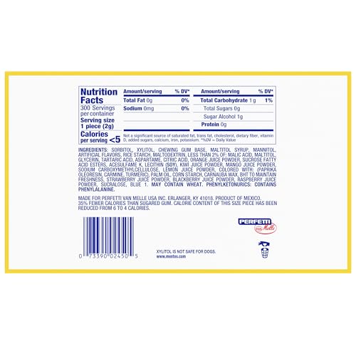 Mentos Sugar-Free Chewing Gum, Tropical, Red Fruit and Lime, Bulk, 50 Piece Bottle (Pack of 6)