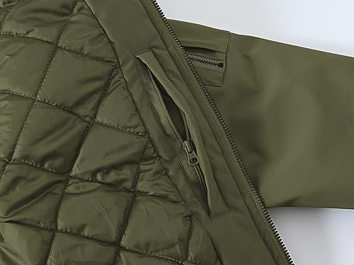 Basudam Men's Quilted Bomber Jacket Waterproof Insulated Multi Pocket Down Alternative Winter Coat Army Green Xl #TOP3