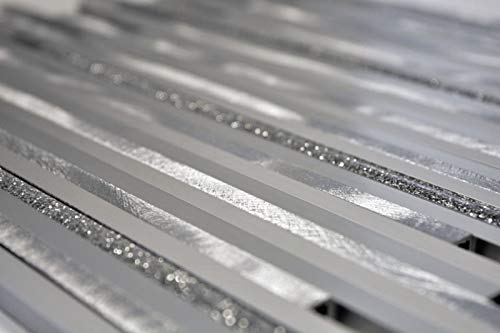 Mosaïque Aluminium Composite – Argent Mat Brossé Pailleté, 10 Pièces
