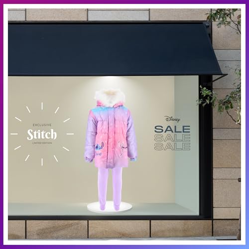 Disney Stitch Mantel für Mädchen, Warme und Weiche Wattierte Winterjacke, Kapuzenmantel für Mädchen, Größen 3 bis 8 Jahre (DE/NL/SE/PL, Alter, 6 Jahre, Regular, Rosa)