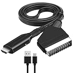 SCART to HDM Converter Video Audio, All-in-One SCART Input to HDM Output Lead with USB Cable HD 720/1080P Hdm to Scart Connector for HDTV Monitor Projector STB VHS Xbox PS3 Sky Blu-Ray DVD Player