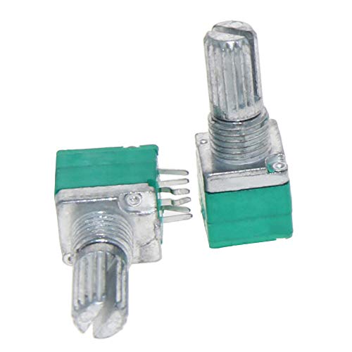 Fielect 5Pcs 20K Ohm 6 Pins Shaft Rotary Linear Seal Dual Taper Audio B Type Potentiometer, Volume Control Potentiometer B20K Rk097G #TOP3