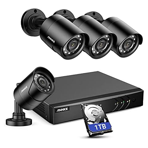 ANNKE 8CH H.265+ 3K Lite Surveillance Security Camera System with AI Human/Vehicle Detection, 4 x 1920TVL 2MP Wired CCTV IP66 Cameras for Indoor Outdoor Use, Remote Access, 1TB Hard Drive Included Cover