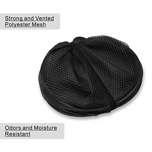 Image of BATTOO Strong Mesh Pop Up Hampers for Laundry, Collapsible Laundry Baskets with Side Pocket Carry Handles for Laundry Room, Bathroom, Kids Room, College Dorm or Travel Black