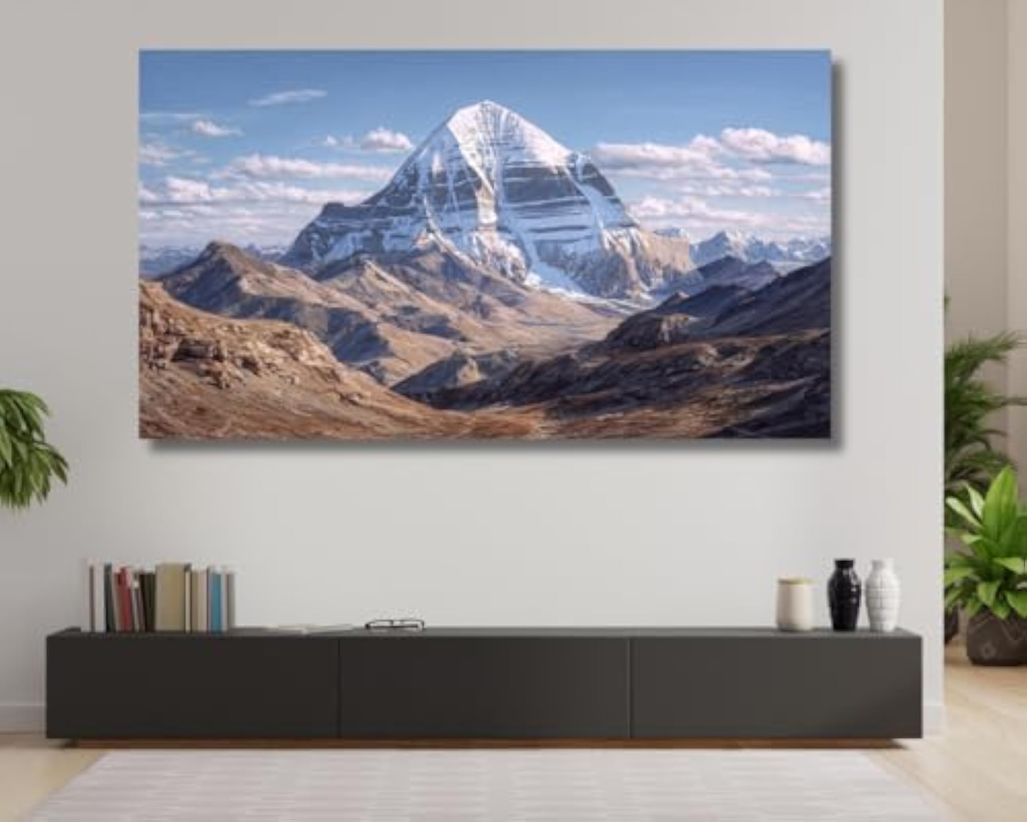 Kailash Mountain Painting for Wall Decoration, Framed
