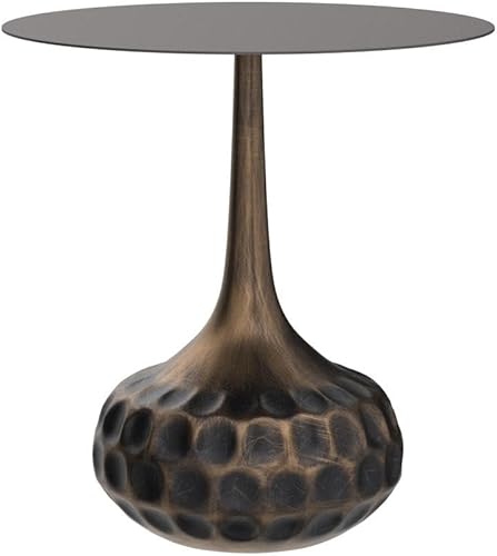 Miniatura 5 de Mesa auxiliar, mesa de centro moderna, mesa decorativa de hierro con pedestal de metal para sala de estar, dormitorio, balcón, oficina,