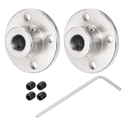 sourcing map 2pcs 8mm Coupleur Bride Couplage Connecteur Arbre Axe Raccords pour Bricolage RC Modèle Moteurs avec 4pcs Serrage Vis 1pcs M4 Hexagonale Clé