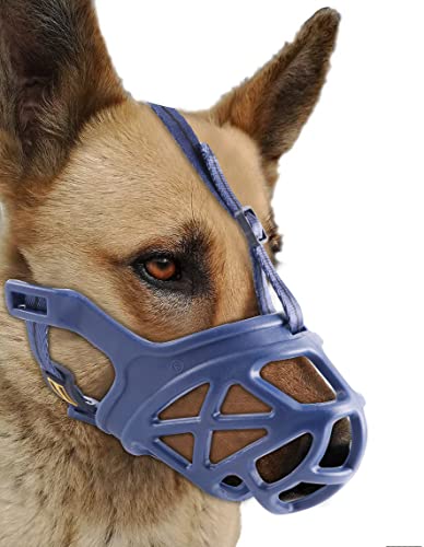 Image of Mayerzon Dog Muzzle, Breathable Basket Muzzles for Small, Medium, Large and X-Large Aggressive Dogs Beagle German Shepherd Doberman, Cage Mouth Guard Stop Biting Chewing for Grooming Training