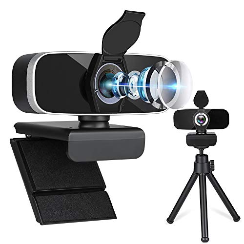 Dual Microphone Webcam with Tripod&Privacy Cover,Sherry Web Camera for Computers,Plug&Play Driver Free USB Camera,High Resolution 1080p Webcam, Easy Install Camera for Computer