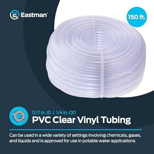 Image of Eastman 0.17 Inch ID (1 /4 Inch OD) PVC Clear Vinyl Tubing, 150 Foot Length, 98616