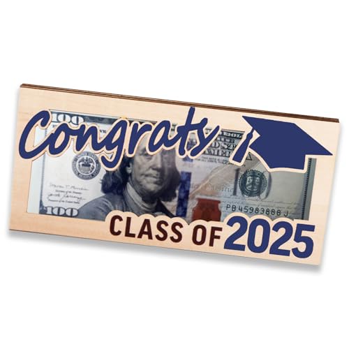 Graduation Money Holder Graduation Gift Wooden Graduation Card Box Cash Holder Envelope Class of 2025 Senior Money Gift for Graduates (2025 Blue)