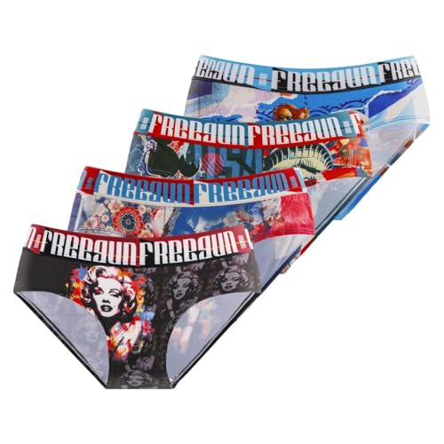 FREEGUN Culotte Femme Microfibre, sous-vêtement Féminins, Confortable et Ultra-Doux (Lot de 4),...