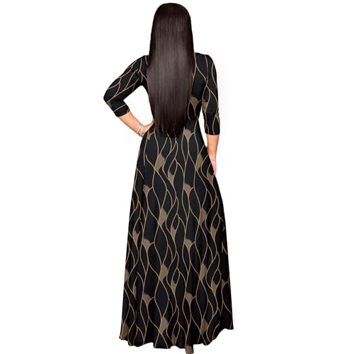 Image of FANDEE Plus Size Maxi Dress for Women Casual Summer Sundress V-Neck 3 /4 Sleeve