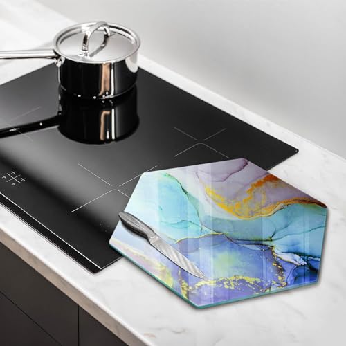 Planche à découper induction 40cm protège-plaque cuisson verre hectagonale résistant - 3