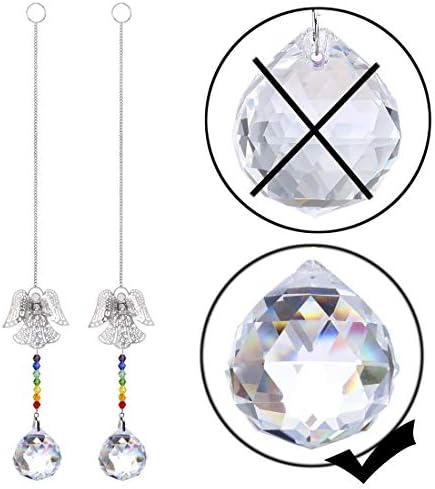 Fengshui Crystal Suncatchers with Guardian Angel Crystal Sun Catcher Pendant Rainbow Maker Window Hanging Crystal Garden Suncatcher,Pack of 2