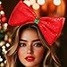 Latious Christmas Bow Headband Red Sequin Headbands Glitter Xmas Hairband Christmas Costume Headwear for Women (Red)