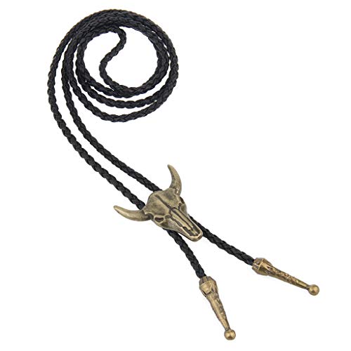 Image of GelConnie Native American Bolo Tie Rodeo Cowboy Leather Necktie Western Necklace Costume Accessories for Men,Women