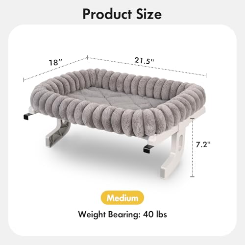 Image of Cloud-Cuddle Cat Window Perch with 4-Sided Bolster, Zipper Design Cushion Window Seat for Window Sill, Sturdy Metal Frame & Easy Assembly Pet Hammock Bed for Indoor Cats (Gray, Medium)