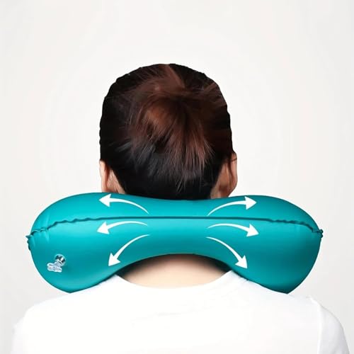 Almofada Inflável de Pescoço para Viagem, Travesseiro Portátil e Confortável para Avião, Carro e Rel