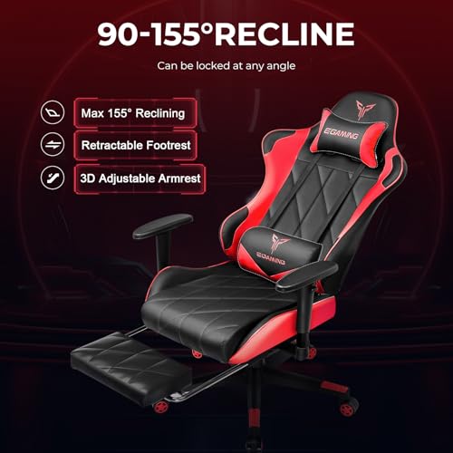 Gaming Chair with 3D Adjustable Armrests, Cow Print Design, Ergonomic Office Chair with High Back, Computer Chair with Footrest,Comfy Diamond Stitching Sest, Game Chair for Adults