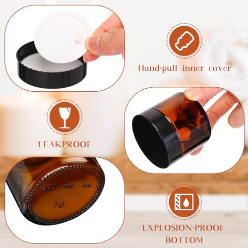Image of Layhit 24 Pcs 2 oz Glass Jars with Lids Airtight Jars Bulk,Amber | Empty, Airtight, Leakproof, Reusable, Small Jar with Blank Labels & Liners Lids, Travel Jars for Cream, Lotions, Candle