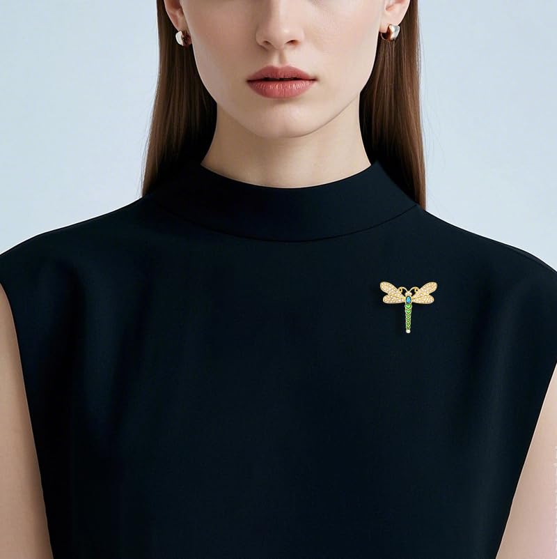 Image of Dragonfly Brooches for Women Crystal Rhinestone Lapel Pin for Men Vintage Insect Jewelry Dress Blazer Jacket Accessories Holiday Birthday Gifts