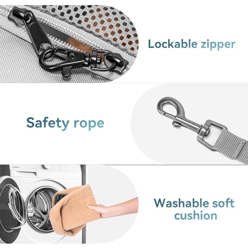 Petsfit Travel Pet Carrier for Large Cats (up to 20 lbs), Soft-Sided Dog Car Travel Carrier with Patented Buckle and Soft Padding, Ideal for Car Road Trips,19X12X12 Inch,Gray - Image 6