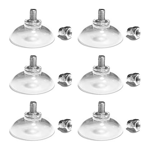 M6 - D 4.4 cm (D 1.73") Clear PVC Screw Suction Cup Hook with Cap Nut,Thread Length 1 cm (0.39 in),6 Pack Cover