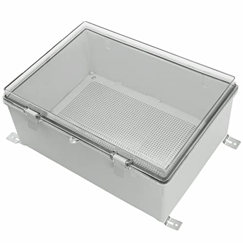 Zulkit Junction Box Abs Plastic Waterproof Ip65 Electrical Boxes Hinged Shell Clear Cover Outdoor Universal Project Enclosure With Mounting Plate And Wall Brackets 15.4X11.4X 6.3Inch (390X290X160 Mm) #TOP19