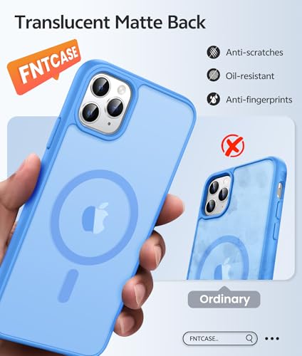 Image of FNTCASE for iPhone 11 Pro Case: [Compatible with Magsafe] Translucent Matte Magnetic Phone Cover - Military Grade Drop Protection Shockproof Protective for iPhone 11Pro 2019 Cases - Ice Blue