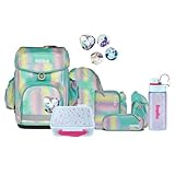 ergobag Cubo Light Schulranzen Set 8tlg. inkl. Lunchset und Seitentaschen (ZauBärwelt Reflex Glow)