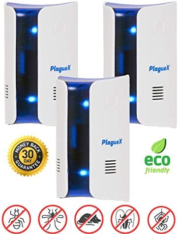 Ultrasonic Pest Repeller Electronic Plug in Device for Pest Control with Night Light 3 Pack | White