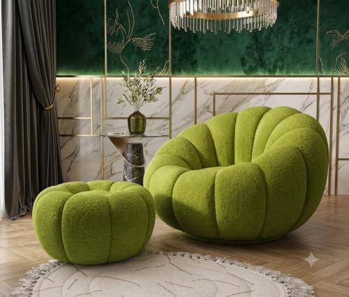 Image of CRAFTCITY 1 Seater Pumpkin Sofa with Ottoman /Stool |Accent Chair Set
