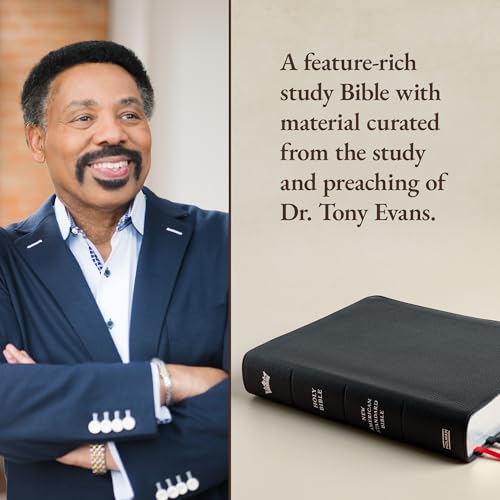 Image of NASB Tony Evans Study Bible, Black Genuine Leather, Indexed, Black Letter, Study Notes and Commentary, Articles, Videos, Charts, Easy-to-Read Bible Karmnina Type