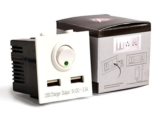 Shubh Empire Dual USB Roma Wall Switch Board Socket,USB Modular Socket Charger,USB Ports Wall Socket Charger,Power Adapter Fast Charging Compatible for All mobiles-5V-2.5 Amp (Made in India) (B08P8SVPCY) Amazon Price History, Amazon Price Tracker