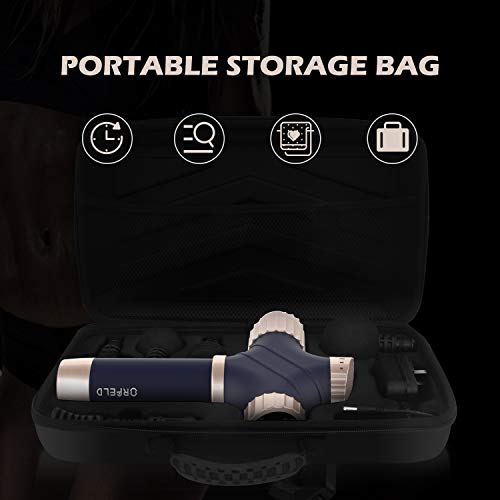 Muscle Massage Gun, Orfeld Muscle Massager Professional Deep Tissue Massage Gun High-Intensity Vibration Rechargeable Ultra Quiet with 6 Massage Heads 4 Adjustable Speed LED Indicator