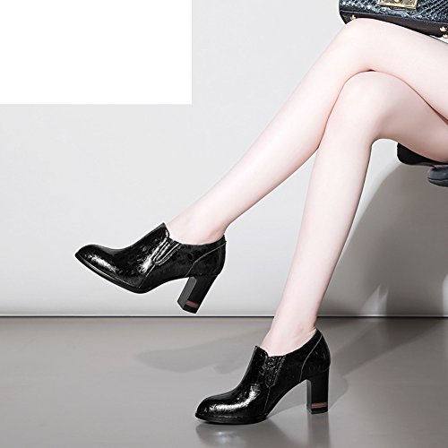 Chaussures à hauts talons sans douleur bout rond profond verni UK