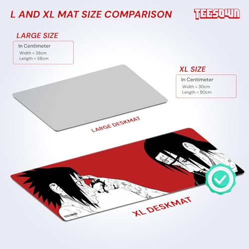 Image of Stitched Itachi & Sasuke Uchiha Desk Mat Anime XL Gaming Mouse Pad 12x31 Inch -Mouse Pad with Stitched Edges, Smooth Surface, Anti-Slip Rubber Base, Water Resistant