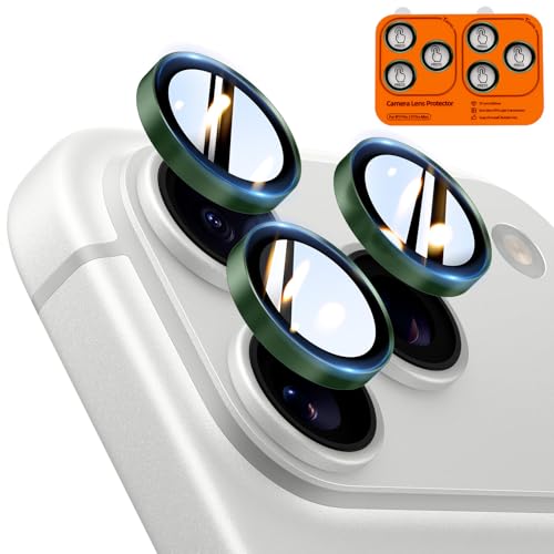 Image of TOCOL Camera Lens Protector for iPhone 17 Pro Max /iPhone 17 Pro Tempered Glass HD Individual Scratch Resistant Camera Cover Accessories Case Friendly 2 Pack(Alpine Green)