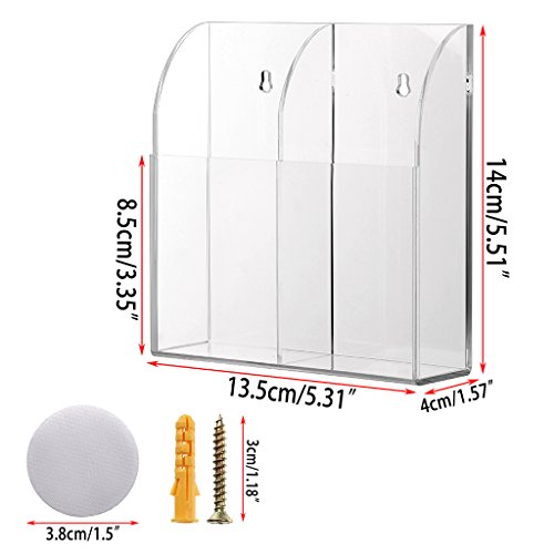 Support mural pour télécommande Hipiwe en acrylique transparent à 2 compartiments