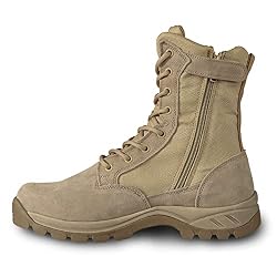 LUDEY Cómodas Botas Tácticas Militares para Hombres Botas de Combate Ligeras Cuero de plena flor/Ante Botas de Montaña Con Cremallera Lateral Model-928-Beige-44EU